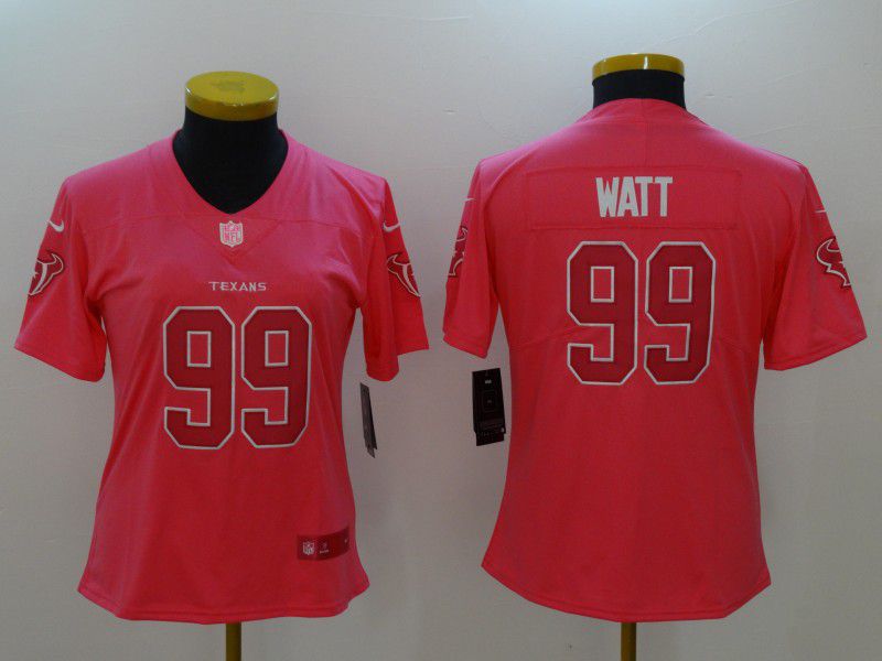 Women Houston Texans #99 Watt Pink Nike Vapor Untouchable Limited NFL Jerseys->->Women Jersey